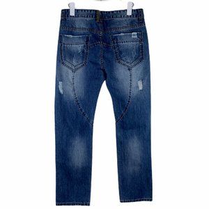 Hong Tao Distressed Blue Denim Men's Jeans Size 32